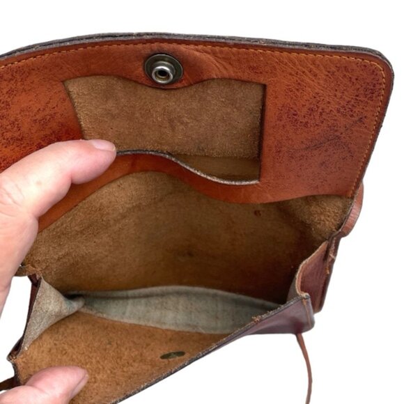 Genuine Leather Western Stamped Mini Purse Rustic Brown Cowhide Cowgirl Boho - Picture 6 of 15